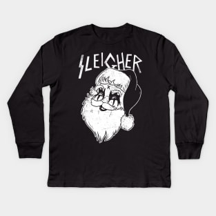 Sleigher Black Metal Santa Clause Kids Long Sleeve T-Shirt